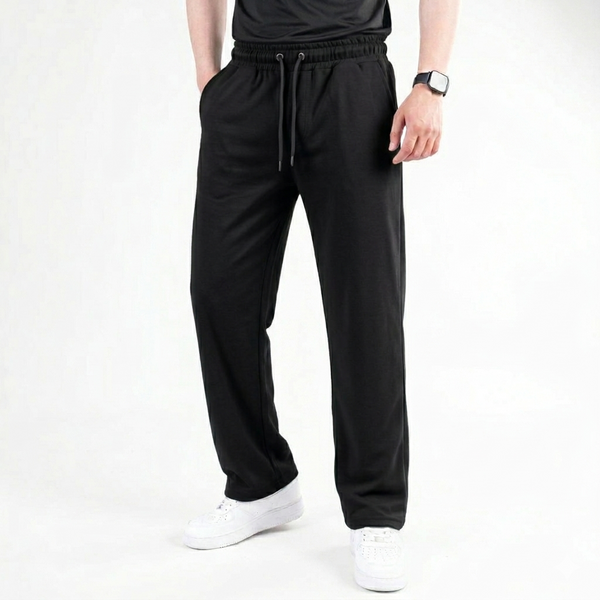 Black Plain Interlock Trouser