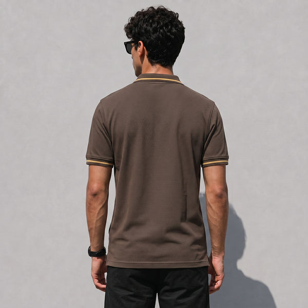 Brown V-Neck Polo