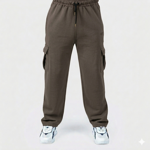 Brown Cotton Interlock Cargo Trouser