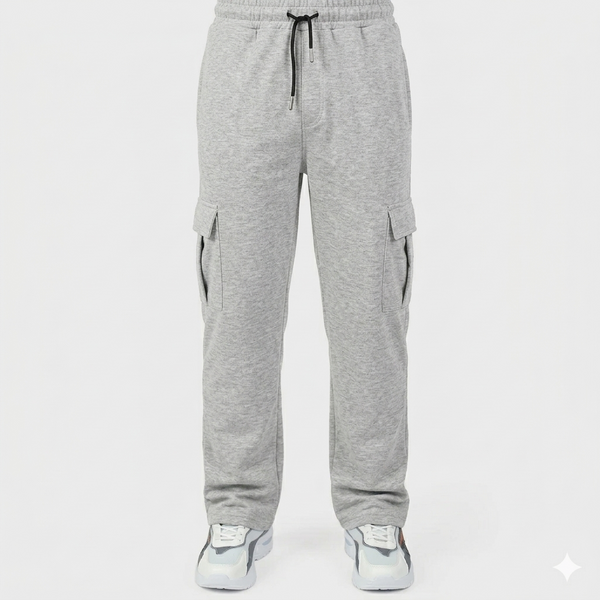 Grey Cotton Interlock Cargo Trouser