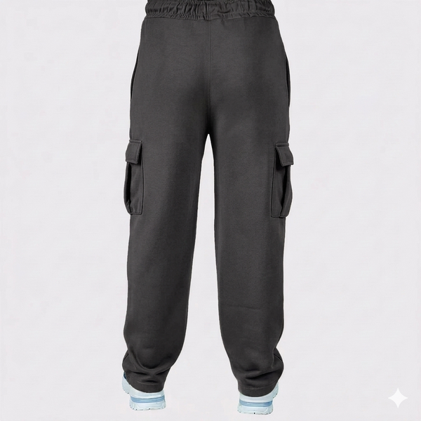 Charcoal Cotton Cotton Interlock Cargo Trouser