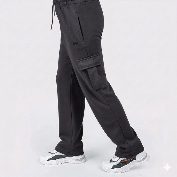 Charcoal Cotton Interlock Cargo Trouser