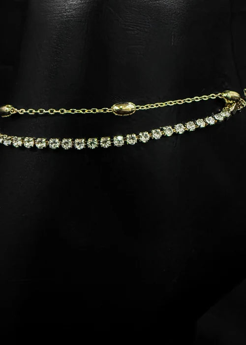 Gold Toned Anklet With Stones