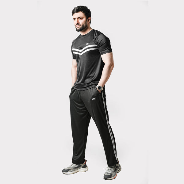 Front Stripes Black Tracksuit