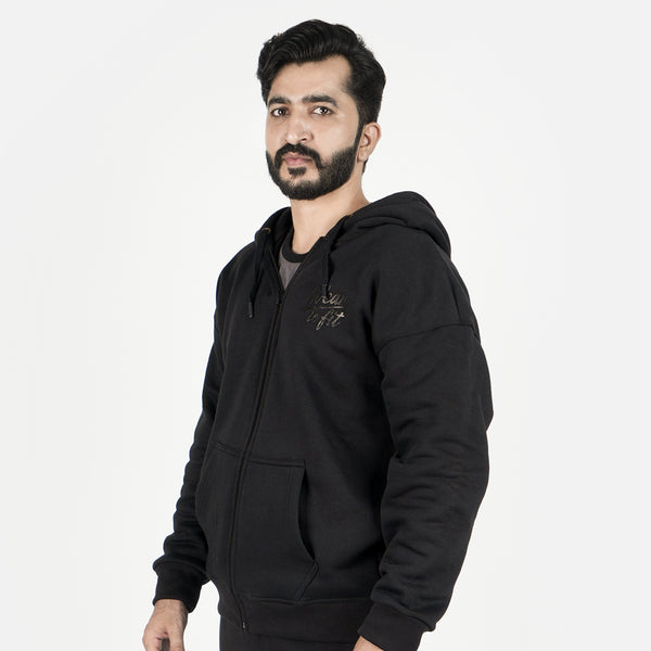 Unisex Black full zipper Hoodie