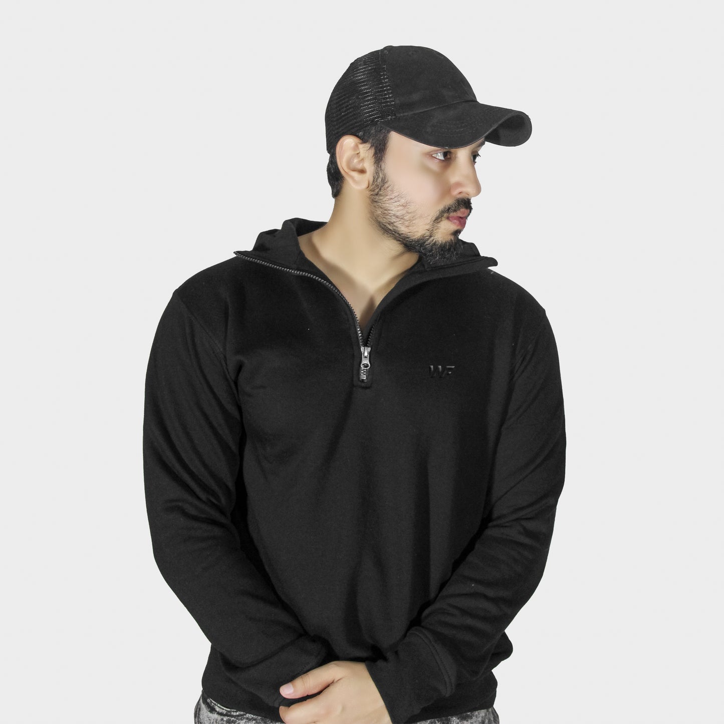 Unisex Black Quarter Zipper