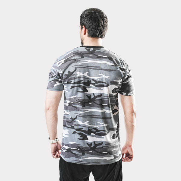 Grey Camo Cotton T-Shirt