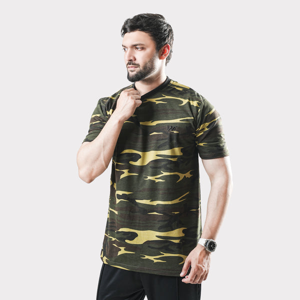 Green Camo Cotton T-Shirt