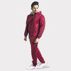 Maroon Tracksuit with Two Black Stripes