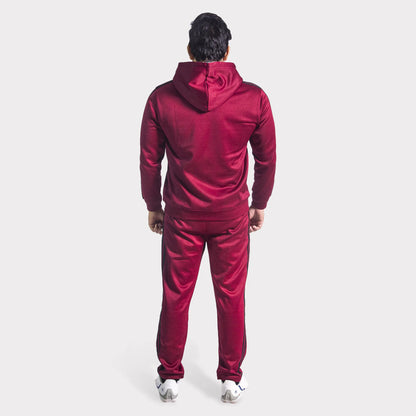 Maroon Tracksuit with Two Black Stripes
