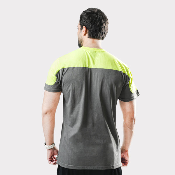 Gray T-Shirt with Parrot Shoulder panel