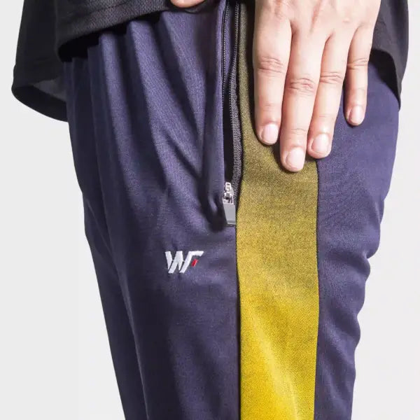 Navy Quick Dry Bottoms with Mustard Mesh Panel Trouser