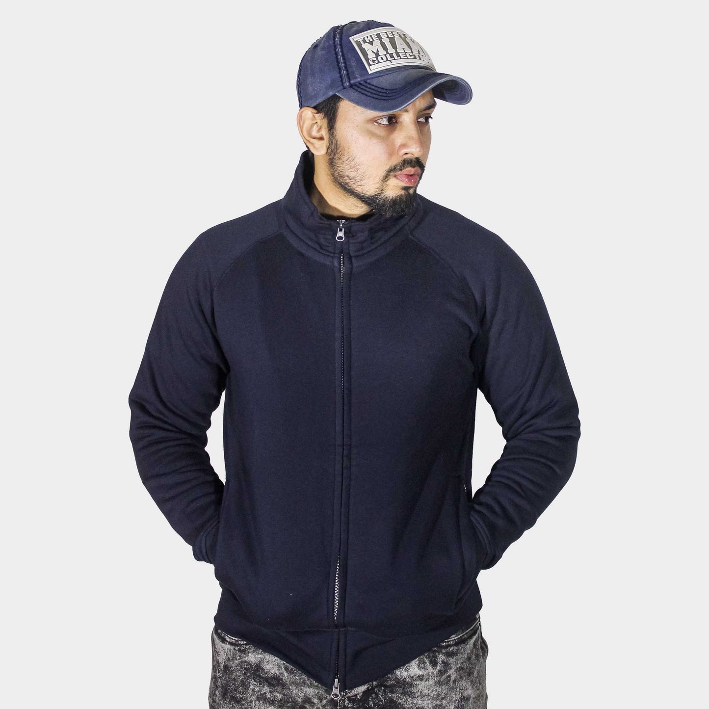 Unisex Navy Blue Full Zipper