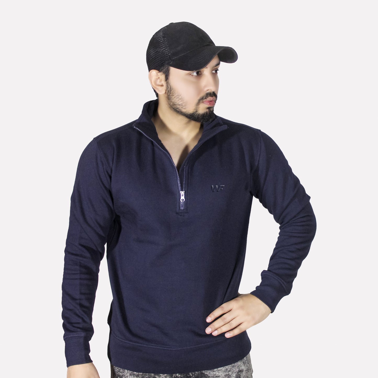 Unisex Navy Blue Quarter Zipper