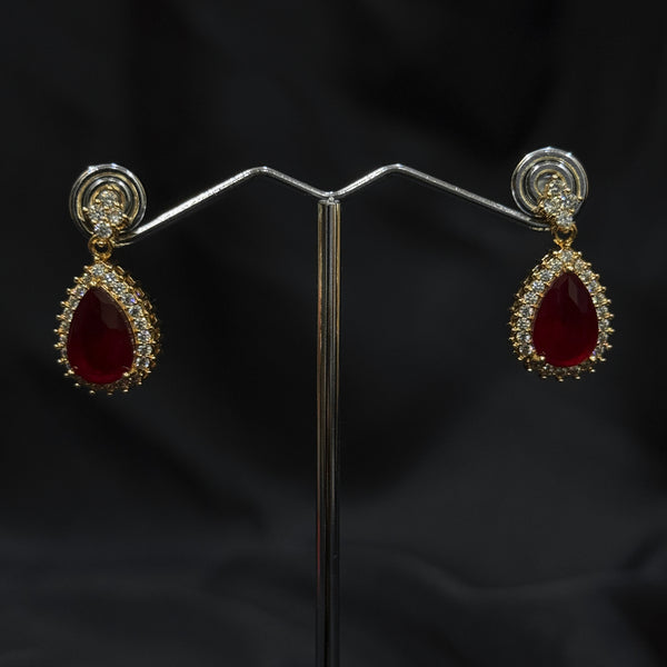 Necklace and Earrings Set with red stone