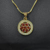 Gold Neklace With Central Colored Gemstones