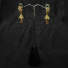 Gold & Red Dangle Jhumka Earrings