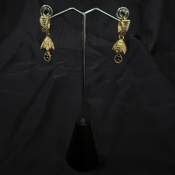 Gold & Black Dangle Jhumka Earrings