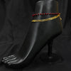 Gold-Toned Chain Anklet With Red Beads
