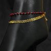 Gold-Toned Chain Anklet With Red Beads