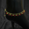 Red Beads Anklet With Gold Dangles