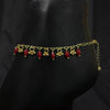 Red Beads Anklet With Gold Dangles
