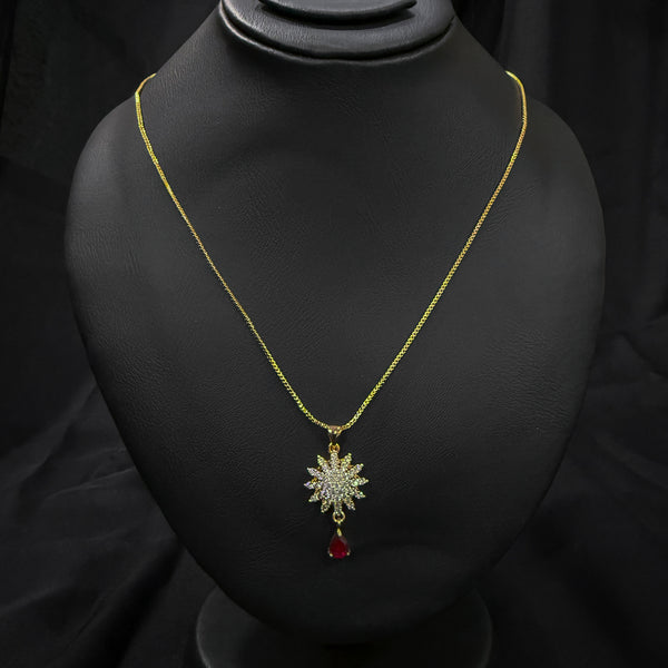Star-Shaped Pendant With Red Stone