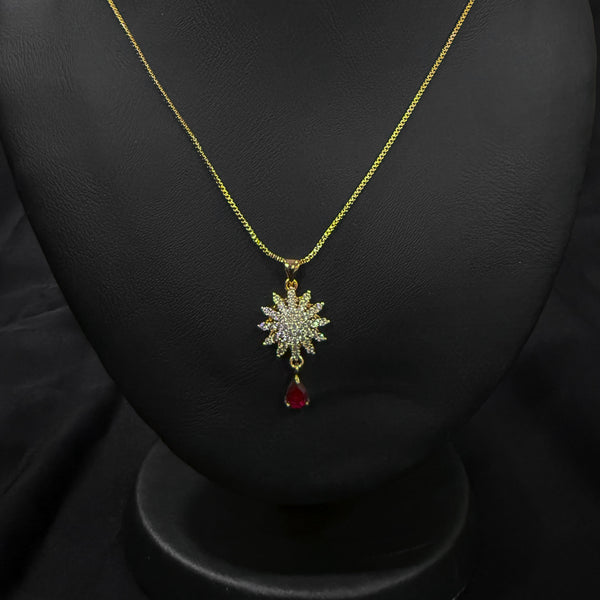 Star-Shaped Pendant With Red Stone