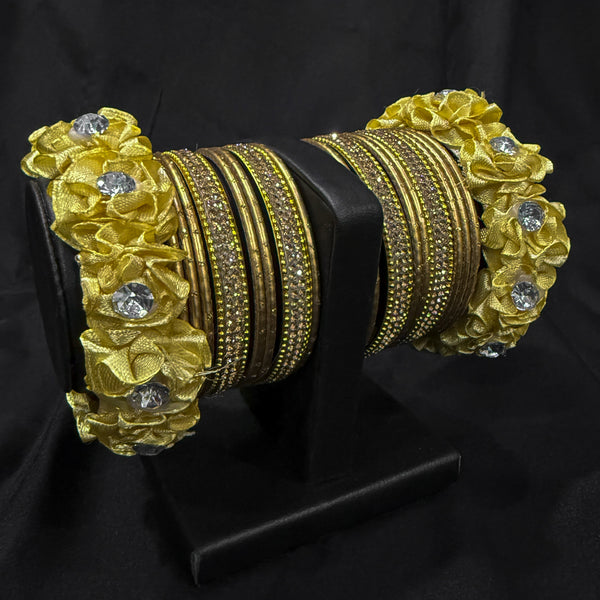 Yellow Floral Silk Thread Bangles