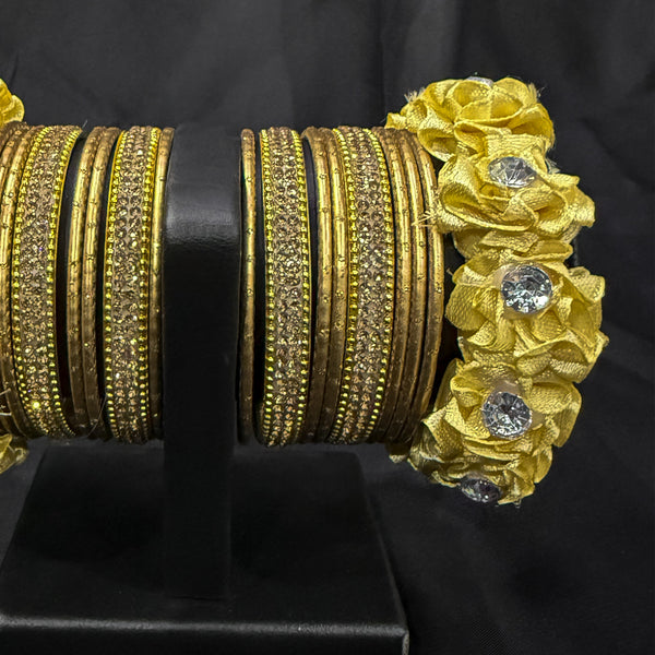 Yellow Floral Silk Thread Bangles