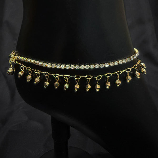Gold Chain Anklet With Small Bells