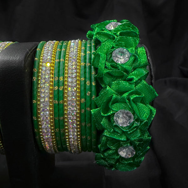 Green Floral Silk Thread Bangles