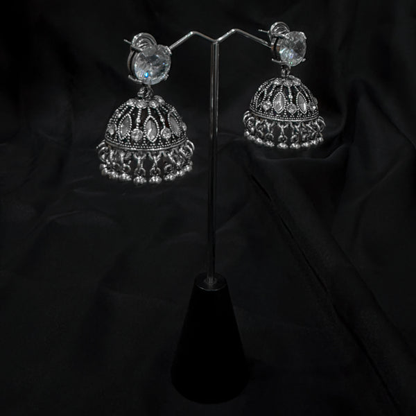 Silver Jhumka Earings With Bell Shaped