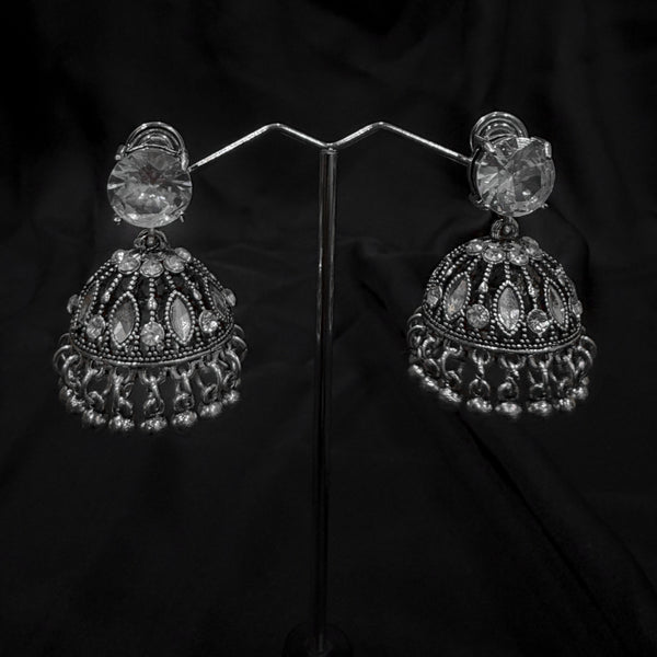 Silver Jhumka Earings With Bell Shaped