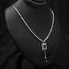 Rectangular pendant with black stone
