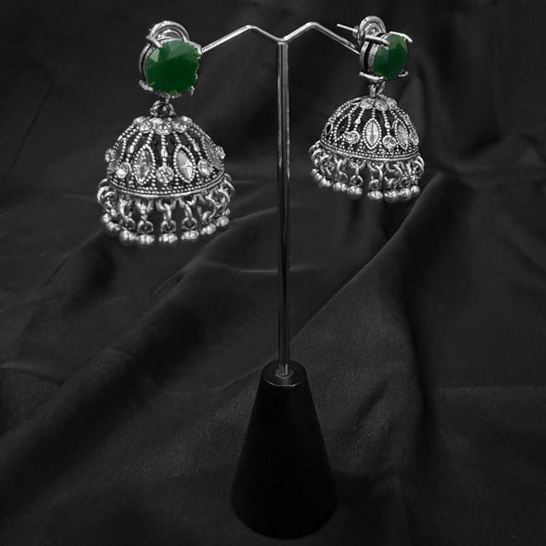 Green Jhumka Earings With Bell Shaped