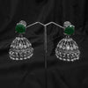 Green Jhumka Earings With Bell Shaped
