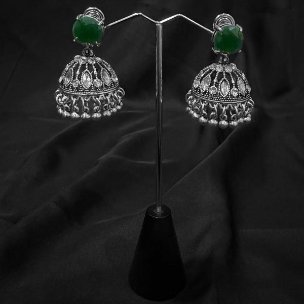 Green Jhumka Earings With Bell Shaped