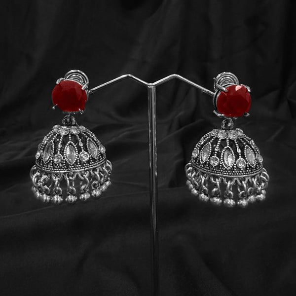 Red Jhumka Earings With Bell Shaped