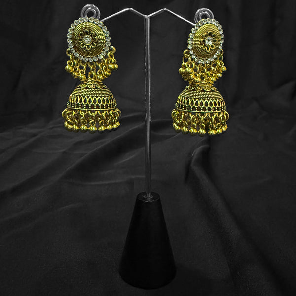 Golden Round Jumkas With Silver Beaded