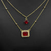 Duo Red diamond and gold chain necklace