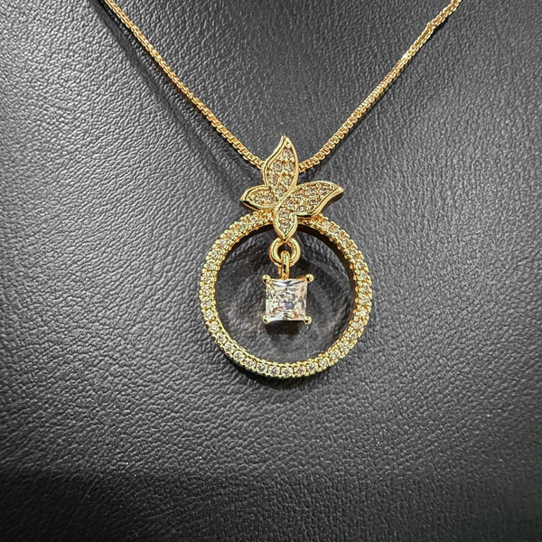 Gold Necklace With Central Stone