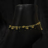 Black Beads Anklet With Gold Dangles