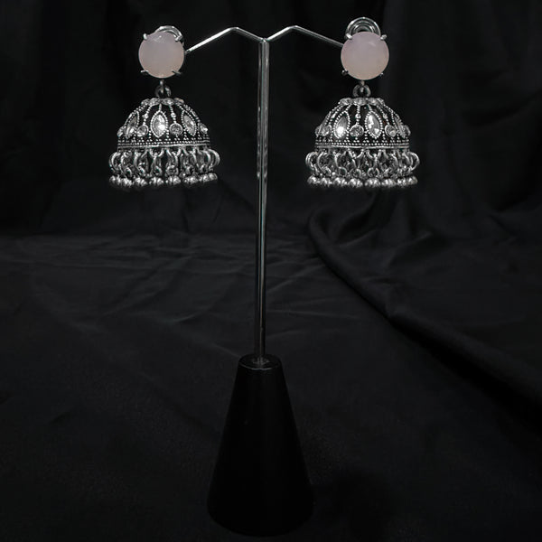 Pink Jhumka Earings With Bell Shaped