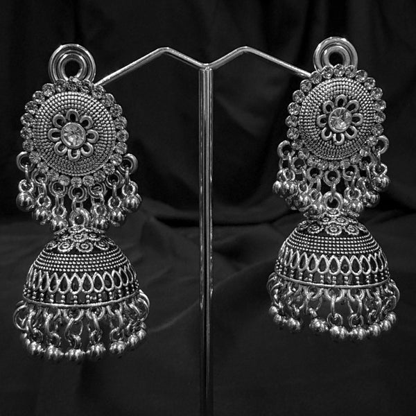 Silver round jumkas With Beaded