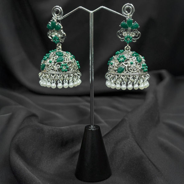 Oxidized Green Jhumka Earring