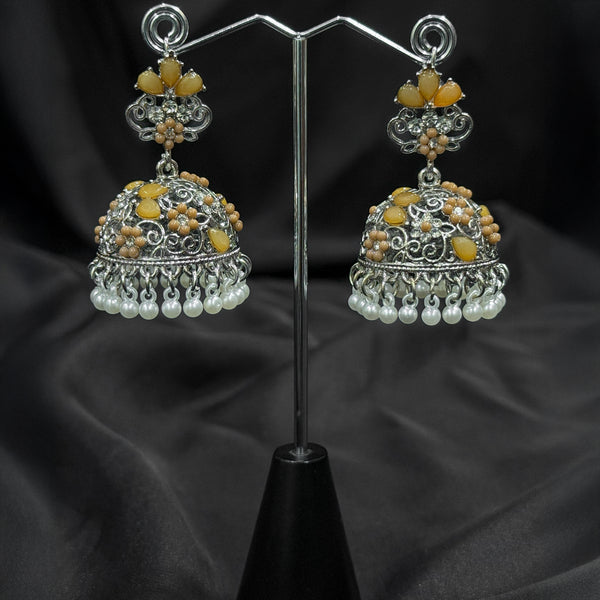 Oxidized Yellow Jhumka Earring