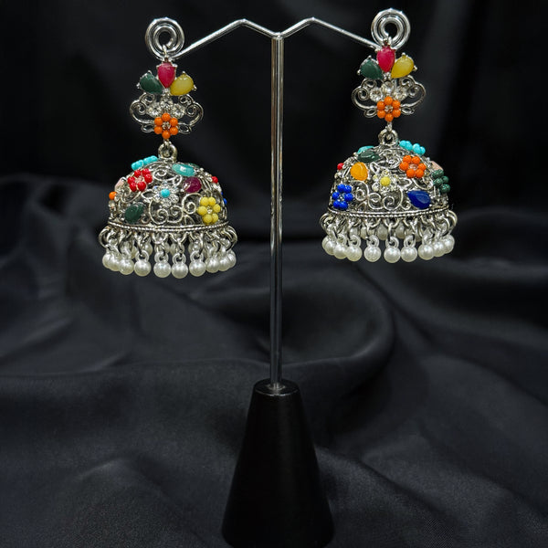 Oxidized Multi Jhumka Earring