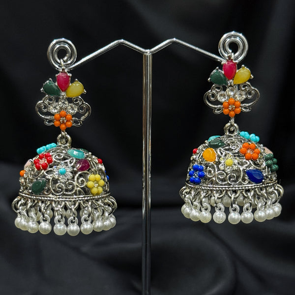 Oxidized Multi Jhumka Earring