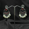 Silver plated Earrings With red white pearls